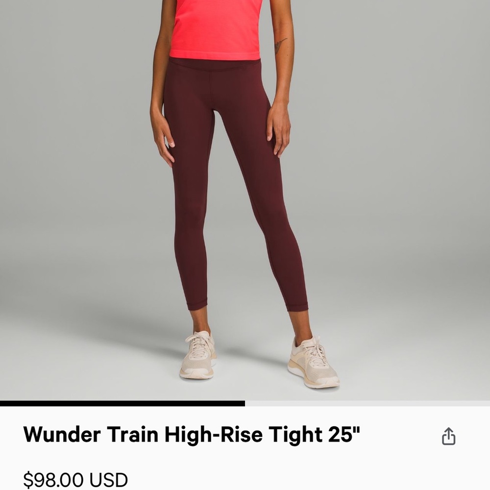 Lululemon Wunder Train leggings 25” size 6